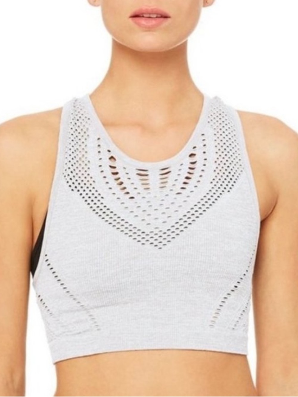 ALO Lark Crop in Dove Grey Heather medium athletic gym yoga